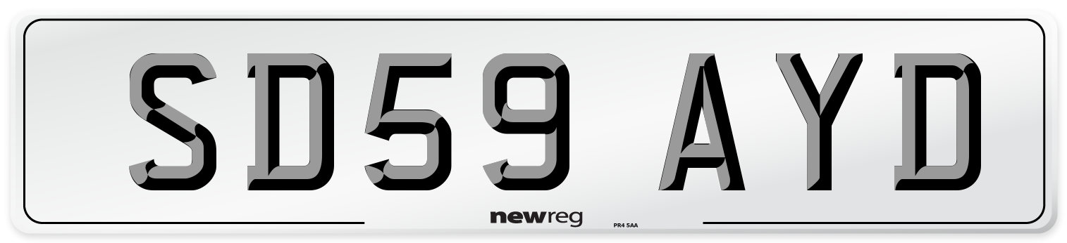 SD59 AYD Number Plate from New Reg